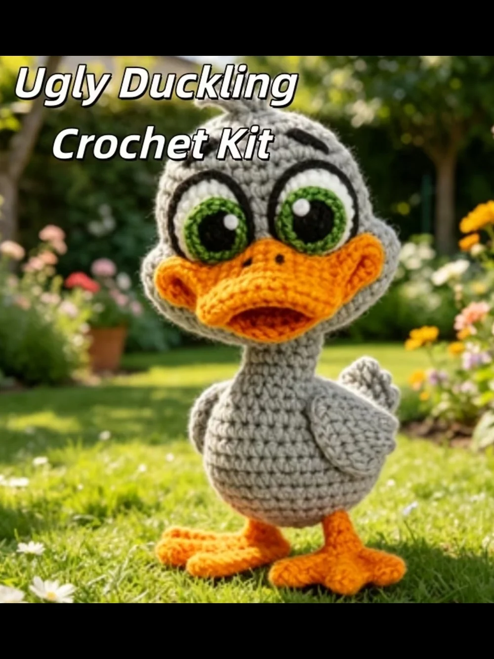 Gray & Orange Crochet Duck Plush KIT- Soft Handcrafted Bird